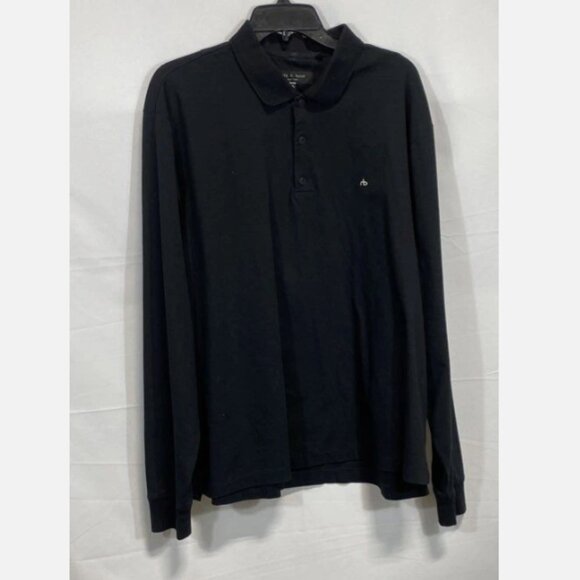 rag & bone Other - Rag & Bone Men's Black Embroidered Dagger Long Sleeve Polo Shirt XXL EUC